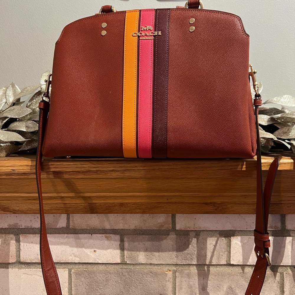 Like new Coach satchel crossbody purse, cognac color